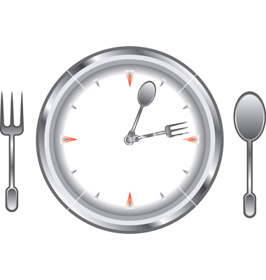 vector image clock face with a fork and spoon